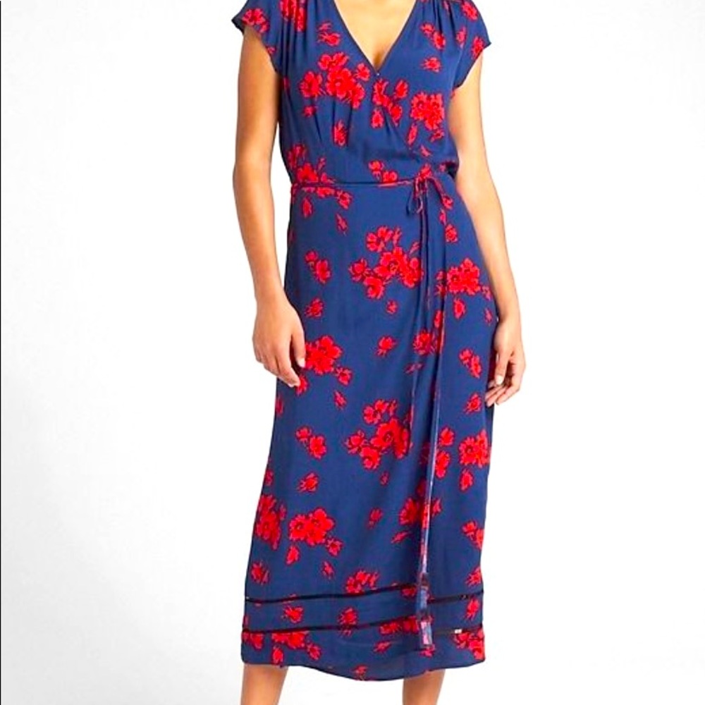 Flower Midi Wrap Dress